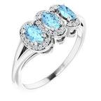 Halo-Style Three-Stone Ring