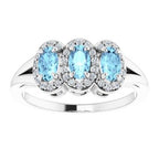 Halo-Style Three-Stone Ring