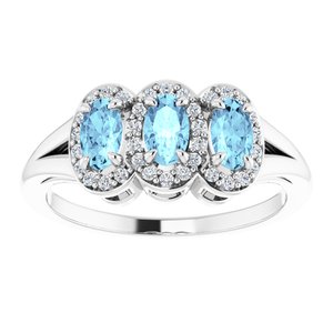 Halo-Style Three-Stone Ring