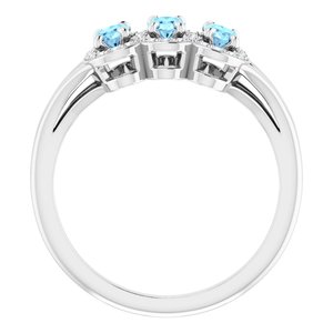 Halo-Style Three-Stone Ring