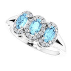 Halo-Style Three-Stone Ring