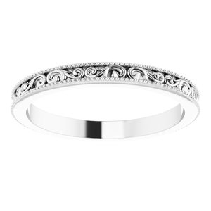 Milgrain Edge Sculptural Flat Band with Bead Blast Finish