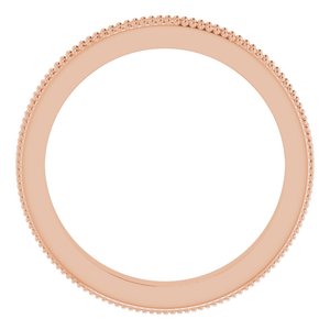 Milgrain Edge Sculptural Flat Band with Bead Blast Finish