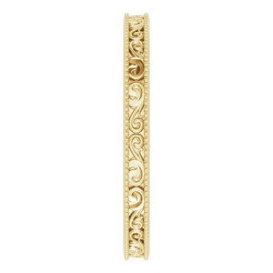 Milgrain Edge Sculptural Flat Band with Bead Blast Finish
