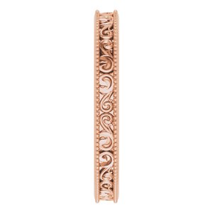 Milgrain Edge Sculptural Flat Band with Bead Blast Finish