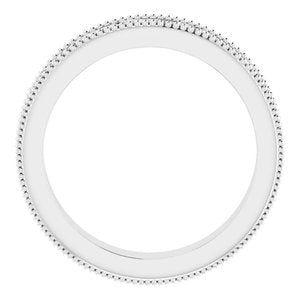 Milgrain Edge Sculptural Flat Band with Bead Blast Finish