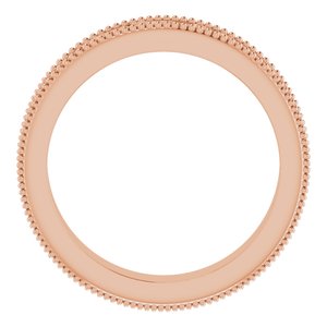 Milgrain Edge Sculptural Flat Band with Bead Blast Finish