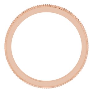 Milgrain Edge Sculptural Flat Band with Bead Blast Finish
