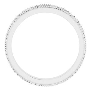 Milgrain Edge Sculptural Flat Band with Bead Blast Finish