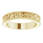 Milgrain Edge Sculptural Flat Band with Bead Blast Finish