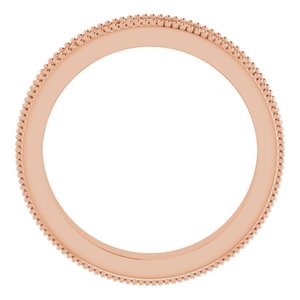 Milgrain Edge Sculptural Flat Band with Bead Blast Finish