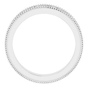 Milgrain Edge Sculptural Flat Band with Bead Blast Finish