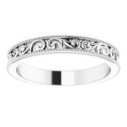 Milgrain Edge Sculptural Flat Band with Bead Blast Finish