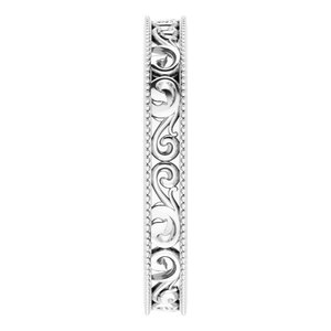 Milgrain Edge Sculptural Flat Band with Bead Blast Finish