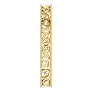 Milgrain Edge Sculptural Flat Band with Bead Blast Finish
