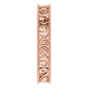 Milgrain Edge Sculptural Flat Band with Bead Blast Finish