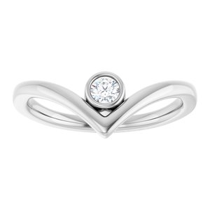 Bezel-Set Solitaire V Ring