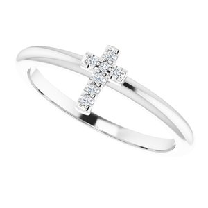 Accented Stackable Cross Ring