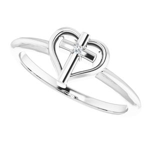 Accented Cross & Heart Ring