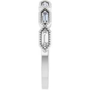 Beaded Baguette Anniversary Band