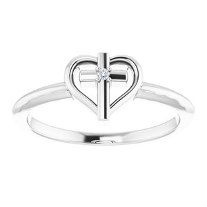 Accented Cross & Heart Ring