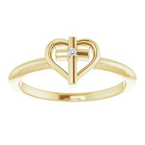 Accented Cross & Heart Ring