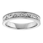 Milgrain Edge Floral Flat Band