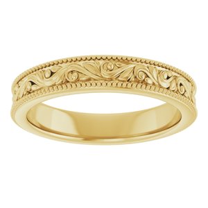 Milgrain Edge Floral Flat Band