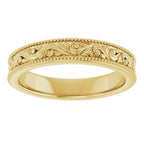 Milgrain Edge Floral Flat Band