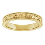 Milgrain Edge Floral Flat Band