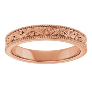 Milgrain Edge Floral Flat Band