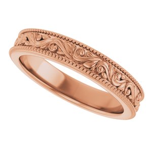 Milgrain Edge Floral Flat Band