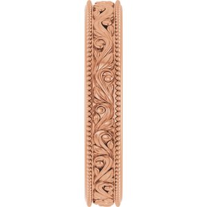 Milgrain Edge Floral Flat Band