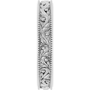 Milgrain Edge Floral Flat Band