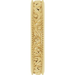 Milgrain Edge Floral Flat Band