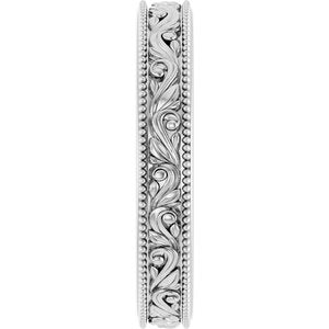Milgrain Edge Floral Flat Band