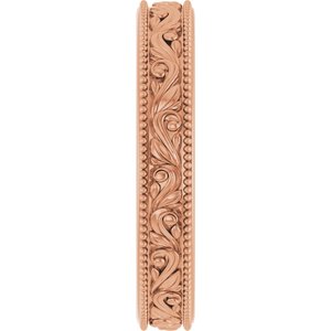 Milgrain Edge Floral Flat Band