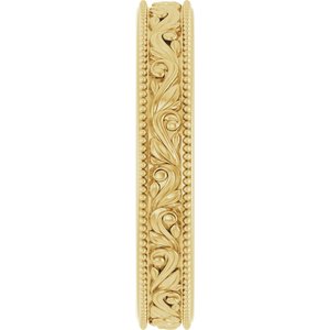 Milgrain Edge Floral Flat Band