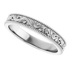 Milgrain Edge Floral Flat Band