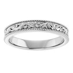 Milgrain Edge Floral Flat Band
