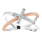 Accented Cross Rope Ring