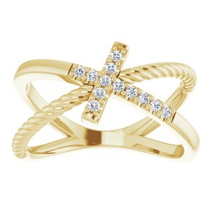 Accented Cross Rope Ring