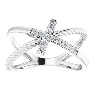 Accented Cross Rope Ring
