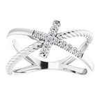 Accented Cross Rope Ring