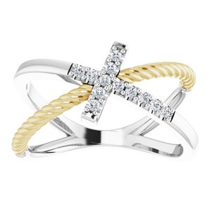 Accented Cross Rope Ring