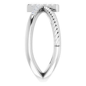Accented Cross Rope Ring