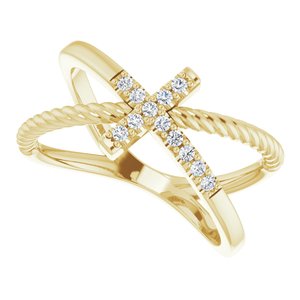 Accented Cross Rope Ring