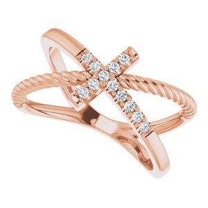 Accented Cross Rope Ring