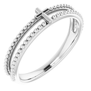 Milgrain Stackable Cross Ring