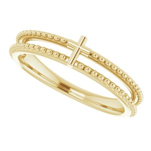 Milgrain Stackable Cross Ring